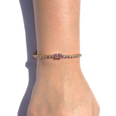 Bracelet à diamant rose carré